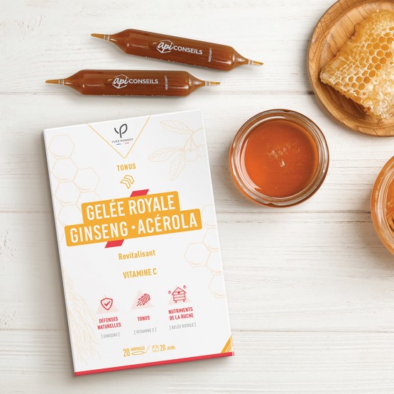 Ampoules Gelée Royale, Ginseng & Acérola cure de gelée royale bio